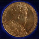 Edward VII Coronation medal, gilt bronze, Edward VII Crowned 9 August 1902, the reverse Alexandria