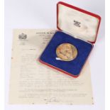 Prince of Wales Investiture medal, in silver, 1969, cased the medal 97 grams