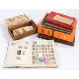 World stamps; mixed lot of juvenile albums & middle packets & catalogues. Qty & box.