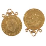 George III Sovereign, 1820, St George and the Dragon, pendant mounted