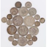 Pre 1920 coins, to include Half Crowns, Shillings, and smaller denominations, (120 grams)