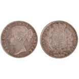 Victoria Crown, 1845, Young Head, Reverse shield back