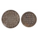 George III Irish bank tokens, Five Pence 1805 and Ten Pence 1813, (2)