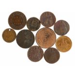 Coins, to include Charles II to Victoria, Farthing to Mauritius Five Cents, (qty)