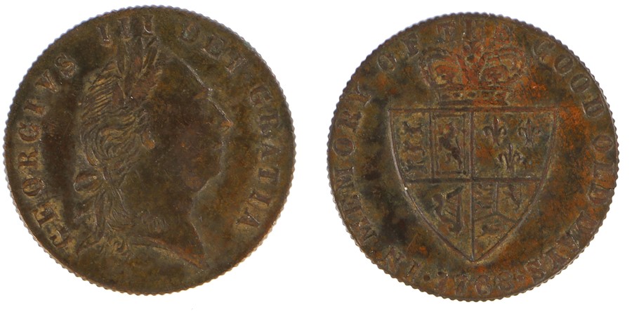 George III Half Penny, 1768, Shield back