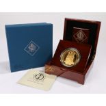 The Royal Mint Queens Diamond Jubilee UK Gold Five Ounce Coin, cased and capsule, numbered 038/250