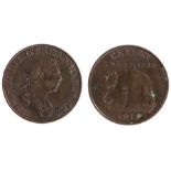 George III Ceylon Two Stivers, 1815, obverse with profile bust, reverse elephant above date