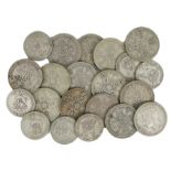 Collection of pre 1947 coins to include fourteen Florin's and seven Shillings, (21)
