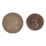 George III, Young bust Threepence, 1762, together with a George III Fourpence 1787, (2)
