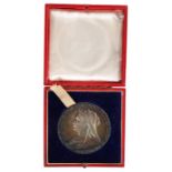 Victoria Diamond Jubilee Silver medallion, 1897, in original red case with gilt tooled crown and