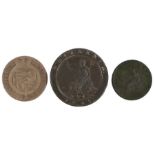 Coins, to include George III Two Pence 1797, George III Halfpenny, George III Half Crown 1818, (3)