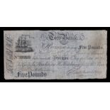 English Provincial, England Teeside Bank £5, 1819, signed in pen Hutchinson