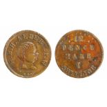 Victoria child's teaching coin, 1843, obverse H.R.H. Albert, reverse 12 Pence make 1 Shilling, by