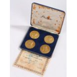 The Churchill Medals silver gilt set of four, The Churchill Medals, 24ct on Sterling Silver, set