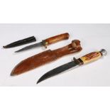 German hunting knife by the maker E. Knecht & Co, Solingen, maker mark to ricasso, in leather