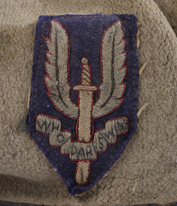 An early Special Air Service Regiment sand coloured beret, the beret is well worn and made from a - Image 2 of 6