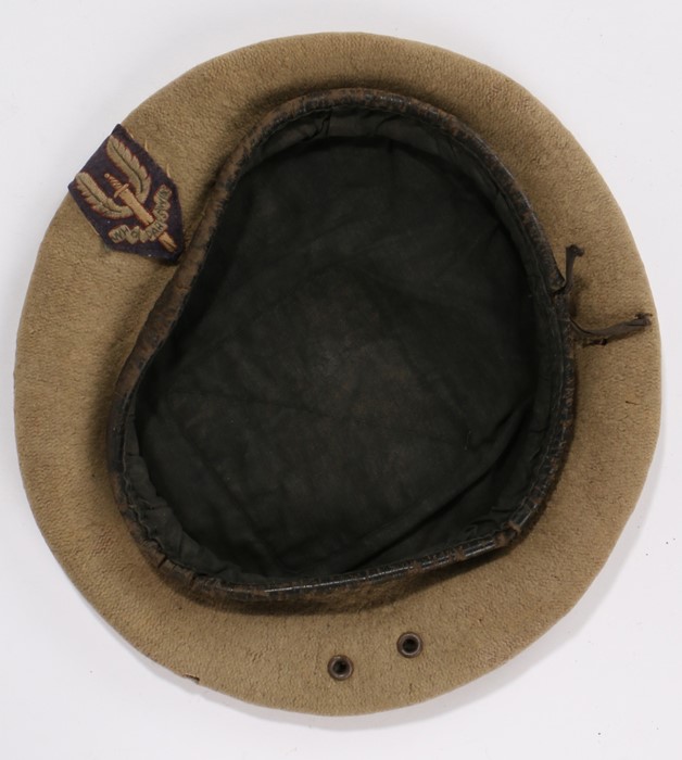 An early Special Air Service Regiment sand coloured beret, the beret is well worn and made from a - Image 4 of 6