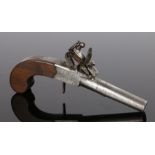 Late 18th century flintlock boxlock pocket pistol of typical form, with folding trigger signed