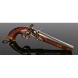 Circa 1805 Belgian Sea Service 14 bore flintlock pistol, lockplate engraved with crown over 'V'