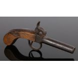 19th century pocket percussion muzzle loading pistol, proof marks to the side of barrel, overall