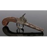 18th Century flintlock boxlock pistol engarved CLEMMEN SHUG LANE, possibly in Piccadilly, engraved