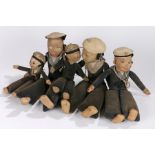 Five dolls, depicted in Navy uniforms, the tallest 35cm high (5)