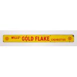 Wills's Gold Flake Cigarettes enamel sign, the yellow ground with red lettering, 152cm x 15cm