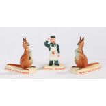 Carlton Ware Guinness figures to include zoo keeper rubbing his head with a joey kangaroo to his