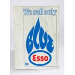 Aluminium Esso paraffin sign "We sell only Esso", with angled wall mount, 35.5cm x 50.5cm