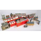 Railway/village model buildings, stations, platforms, viaduct, bridge etc. (qty)