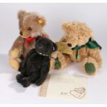 Two Steiff teddy bears, Jack the rare black alpaca bear and Brummbar bear together with a Hermann