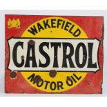 Wakefield Castrol Motor Oil double sided enamel sign by Stocal, 51cm x 40.5cm