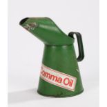 Comma Oil oil filling jug, in green with text to the front, 20.5cm