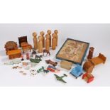 Collection of toys, to include Britains farm animals, dolls house furniture, building blocks and