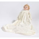 German porcelain doll, the back of the neck stamped "3200 18/0DF German", the doll with blond