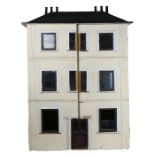 Dolls house in the form of a Georgian townhouse, the hinged front opening to reveal six rooms,