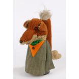 Basil Brush puppet, depicted wearing a tweed jacket with orange collar, with pull-chord voice box to