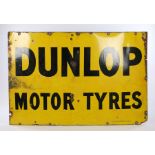 Dunlop enamel sign, the yellow ground with black lettering "Dunlop Motor Tyres", 183cm x 122cm