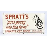 Rare Spratt's advertising enamel sign, Spratt's 'puts pussy into fine form!' Spratt's Cat Foot.