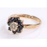 9 carat gold ring, set with sapphires