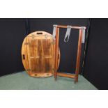 Mahogany butler's tray, with folding sides, on a folding frame,, 85cm wide max