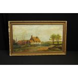 W Whitting, early 20th Century British school, cottage by a lane, signed and dated 1909 oil on