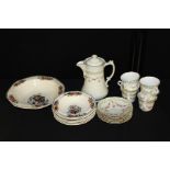 Crown pottery porcelain coffee set, with foliate decoration, consisting of six cups, six saucers and