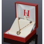 9 carat gold and sapphire set jewellery set, to include sapphire and cubic zirconia heart pendant