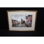 Reg Siger, Eye Suffolk with the Town Hall, signed watercolour, 30cm x 19cm