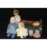 Three 20th Century dolls, doll's tea set etc. (qty)