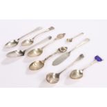 Silver, various dates and makers, to include teaspoons, butter knife, condiment spoon, 3.1oz (qty)