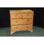 Victorian pine chest of drawers, with two short and three long drawers, 92cm wide