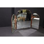 Triple dressing table mirror with arched top, 77cm wide