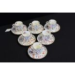 Spode Shanghai pattern coffee service, pattern number R4405, decorated with butterflies and